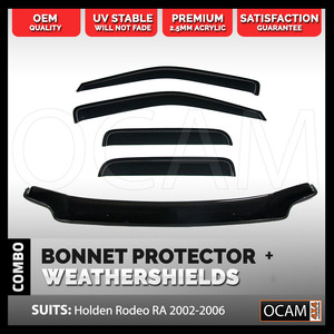 Bonnet Protector, Weathershields For Holden Rodeo 2003-06 Tinted Visors