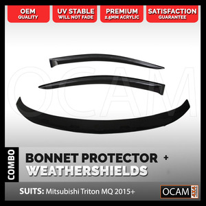 Bonnet Protector, Weathershields For Mitsubishi Triton MQ 2015-10/2018 Cab Chassis