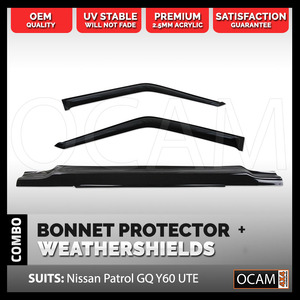 Bonnet Protector, Weathershields For Nissan Patrol GQ UTE 1988-1997 Electric Mirror Model