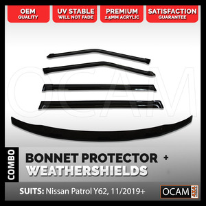 Bonnet Protector, Weathershields For Nissan Patrol Y62, Series 5, 11/2019+ Visors