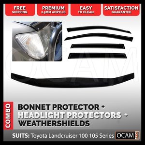 Bonnet Protector, Headlight Protectors & Weathershields For Toyota Landcruiser 100 Series