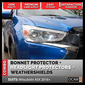 Bonnet, Headlight Protectors, Weathershields for Mitsubishi ASX XC 2016+ Visors