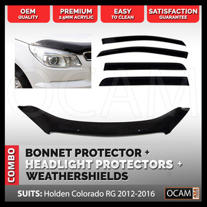 Bonnet, Headlight Protectors, Weathershields for Holden Colorado RG 2012-16