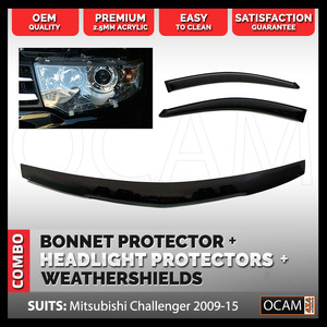 Bonnet, Headlight Protectors, Visors for Mitsubishi Challenger 2009-15