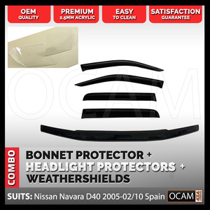Bonnet, Headlight Protectors, Visors for Nissan Navara D40 2005-02/10 Spain
