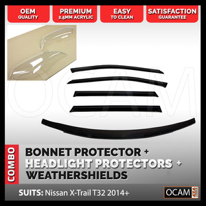 Bonnet, Headlight Protectors, Weathershields For Nissan X-Trail T32 2014-17