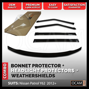 Bonnet, Headlight Protectors, Weathershields for Nissan Patrol Y62 2012-2019