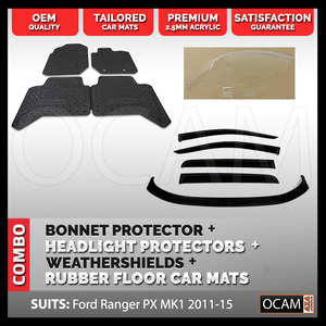 For Ford Ranger PX MK1 Bonnet & Headlight Protectors, Visors, Floor Mats