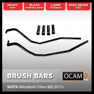 Brush Bars for Mitsubishi Triton MQ 2015 Onwards, Heavy Duty Steel 4WD 4X4