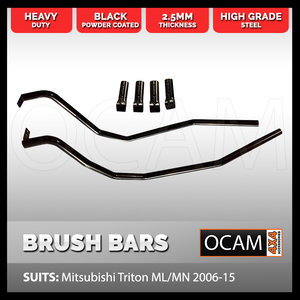 Heavy Duty Steel Brush Bars for Mitsubishi Triton ML/MN 2006-15 4WD 4X4