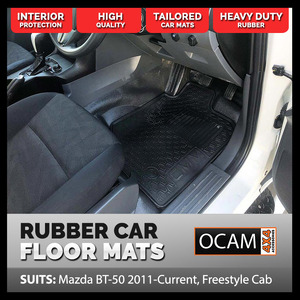 CMM Rubber Car Floor Mats for Mazda BT-50 2011-07/2020, Freestyle Cab