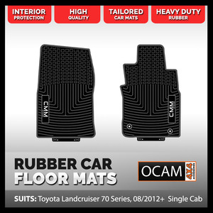 CMM Rubber Car Floor Mats for Toyota Landcruiser 70 78 79 Series SINGLE CAB, 2007-07/2012