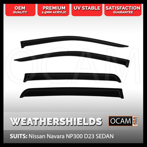 OCAM Weathershields For Nissan Navara NP300 D23 2015-Current, 4-pce Window Visors