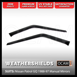 OCAM Weathershields for Nissan Patrol GQ Manual Mirrors 1988-97 UTE 2pc Visors