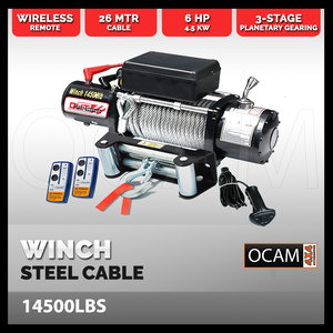 Electric Winch 14,500 pound - Steel Cable Electric Winch WirelessI Remote 4x4