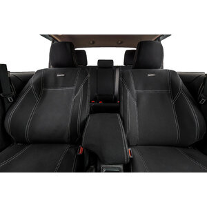 Front Row Wetseat Tailored Neoprene Seat Covers for Mazda BT-50, 11/2011-07/2015, Dual Cab, Black With White Stitching