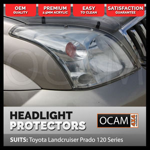 OCAM Headlight Headlamp Protectors for Toyota Prado 120 Series Lamp Covers