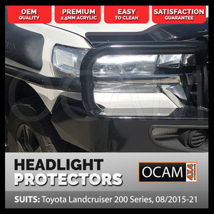 OCAM Headlight Protectors for Toyota Landcruiser 200 Series 08/2015-Current, Lamp Covers GXL ONLY