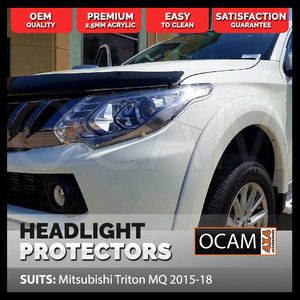 OCAM Headlight Protectors for Mitsubishi Triton MQ 2015-10/2018 Headlamp Covers