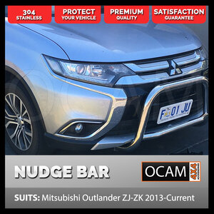 OCAM Nudge Bar For Mitsubishi Outlander ZJ-ZK 2013-18, 304 Stainless Steel