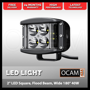 OCAM 2" LED Square Light, Wide Flood beam 180° 20W 9-36V