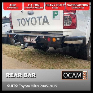 Rear Bar for Toyota Hilux N70 2005-15 Heavy Duty Steel, ADR Approved, Tow Bar