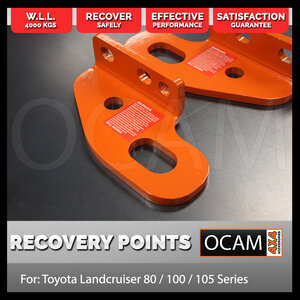 OCAM HD Recovery Tow Points For Toyota Landcruiser 80 100 105 Series PAIR 4WD Rated