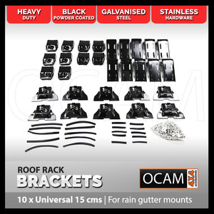 10 Roof Rack Brackets Universal 20 cms - for rain gutter mounts 4x4 4WD