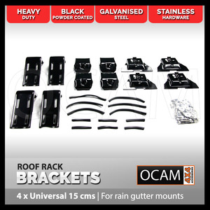 Set of 4 Roof Rack Brackets Universal 15 cms - For Rain Gutter Mounts 4X4