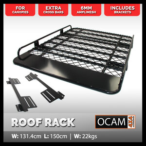 OCAM Aluminium Canopy Roof Rack Tradesman Alloy 3/4, 1500x1314mm, With Rollers