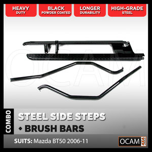 OCAM Steel Side Steps & Brush Bars for Mazda BT50 2006-11 BT-50