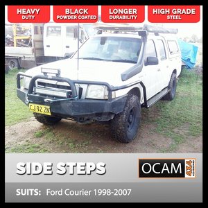 OCAM Steel Side Steps & Brush Bars for Ford Courier 1998-2007 Dual Cab