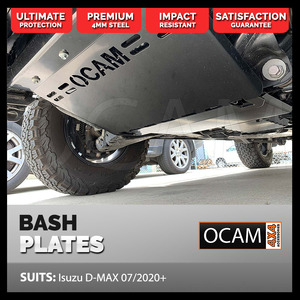 OCAM 2pce Steel Bash Plates For Isuzu D-MAX 07/2020+ 4mm Black