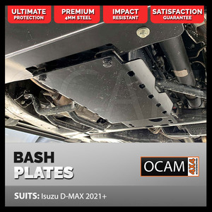OCAM 1 pce Steel Bash Plate For Isuzu D-MAX 2021+, Transmission Cover 4mm Black