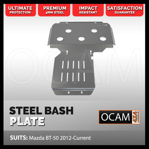 OCAM Steel Bash Plates For Mazda BT-50 2012-07/2020, 4mm Steel, Silver BT50
