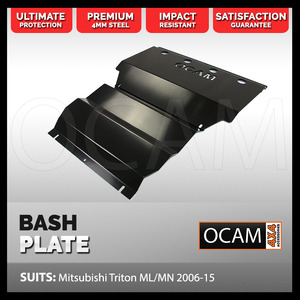 OCAM Steel Bash Plates For Mitsubishi Triton ML MN 2006-15, Steel 4mm Black