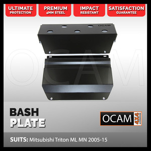 OCAM Steel Bash Plates For Mitsubishi Triton ML MN 2006-15, 4mm - Black, #2