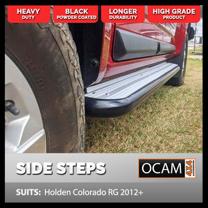 OCAM Heavy Duty Steel Side Steps for Holden Colorado RG 2012-Current, Dual Cab
