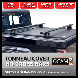 Heavy Duty Cross Bars (2 pcs) for Retractable Tonneau Covers, for F-150, RAM1500/2500, Chevy Silverado, GMC Sierra