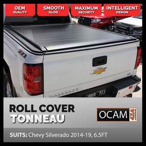 Retractable Tonneau Roll Cover For Chevy Silverado 2500, 6.5', 2014-19, Electric Roller Shutter