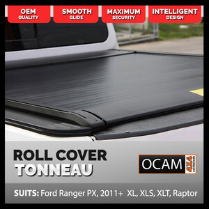 Retractable Manual Tonneau Cover Roller Shutter For Ford Ranger PX, 2011-Current, XL, XLS, XLT, Raptor, Dual Cab