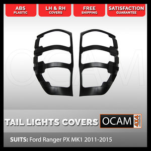 Tail Light Lamp Surrounds for Ford Ranger PX MK1 MK2 MK3 2011-Current, Black