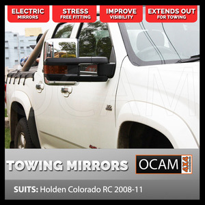OCAM Extendable Towing Mirrors For Holden Colorado RC 2008-11 Chrome Orange Indicators, Electric