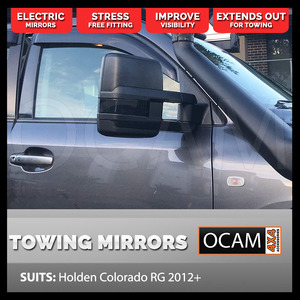 OCAM Extendable Towing Mirrors For Holden Colorado RG 2012+ Black Electric