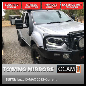 OCAM Extendable Towing Mirrors For Isuzu D-MAX 06/2012+ Black, Electric