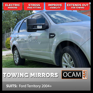 OCAM Extendable Towing Mirrors For Ford Territory 2004+ Black, Electric