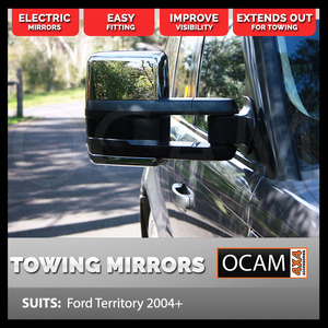 OCAM Extendable Towing Mirrors For Ford Territory 2004+ Chrome, Electric