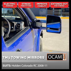 OCAM TM3 Towing Mirrors For Holden Colorado RC 2008-11 Chrome Electric