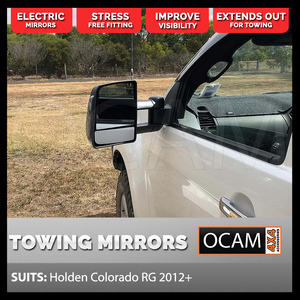 OCAM TM3 Towing Mirrors For Holden Colorado RG 2012+ Black Smoke Indicators, Electric