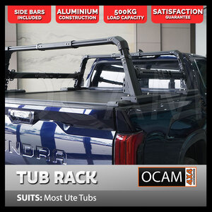 Aluminium Military Tub Rack, C-Type, with Side Bars, Suits Triton, D-MAX, BT-50, Ranger, NP300, X-Class, Hilux N80, RAM, Silverado, F150/F250